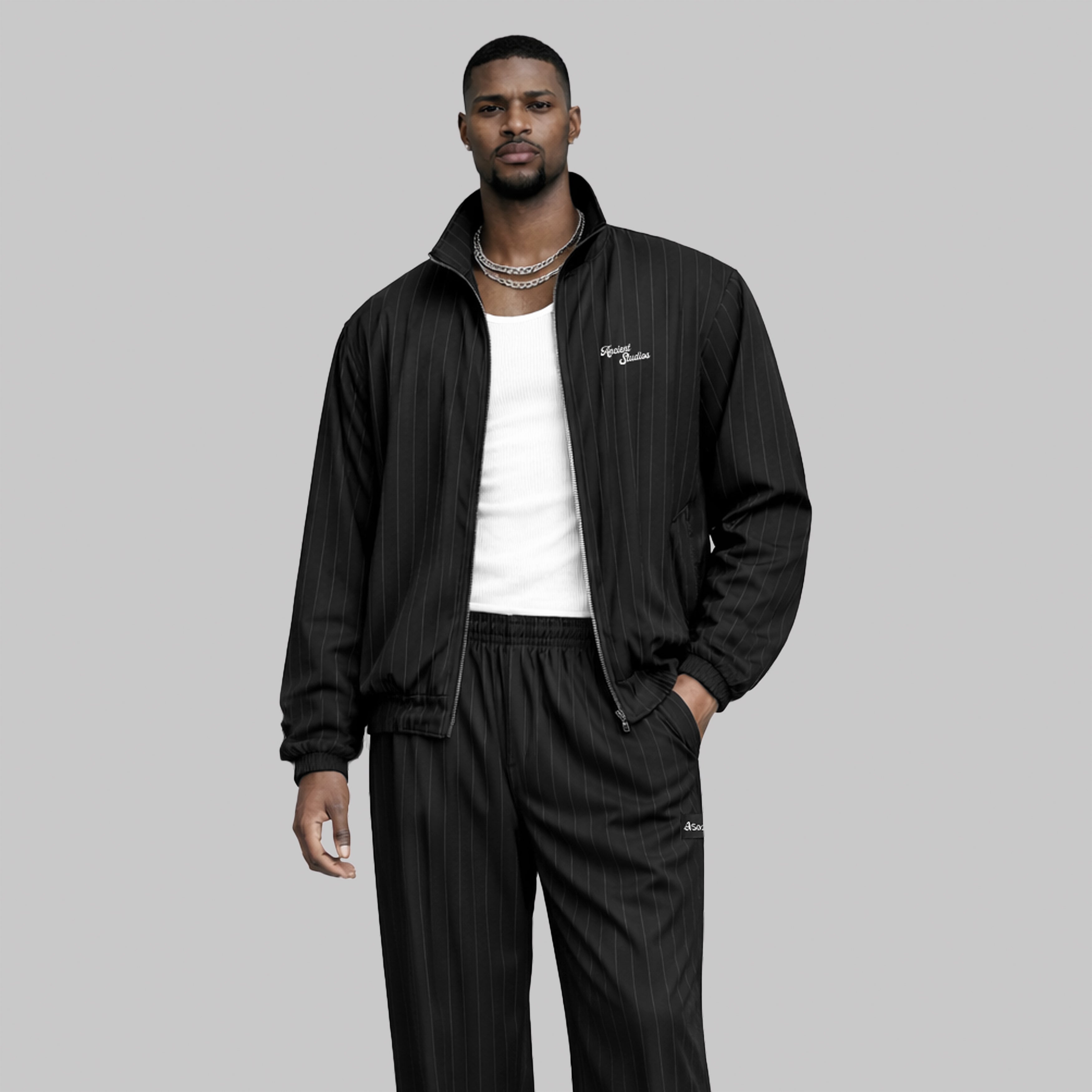 The Pinstriped Track Jacket